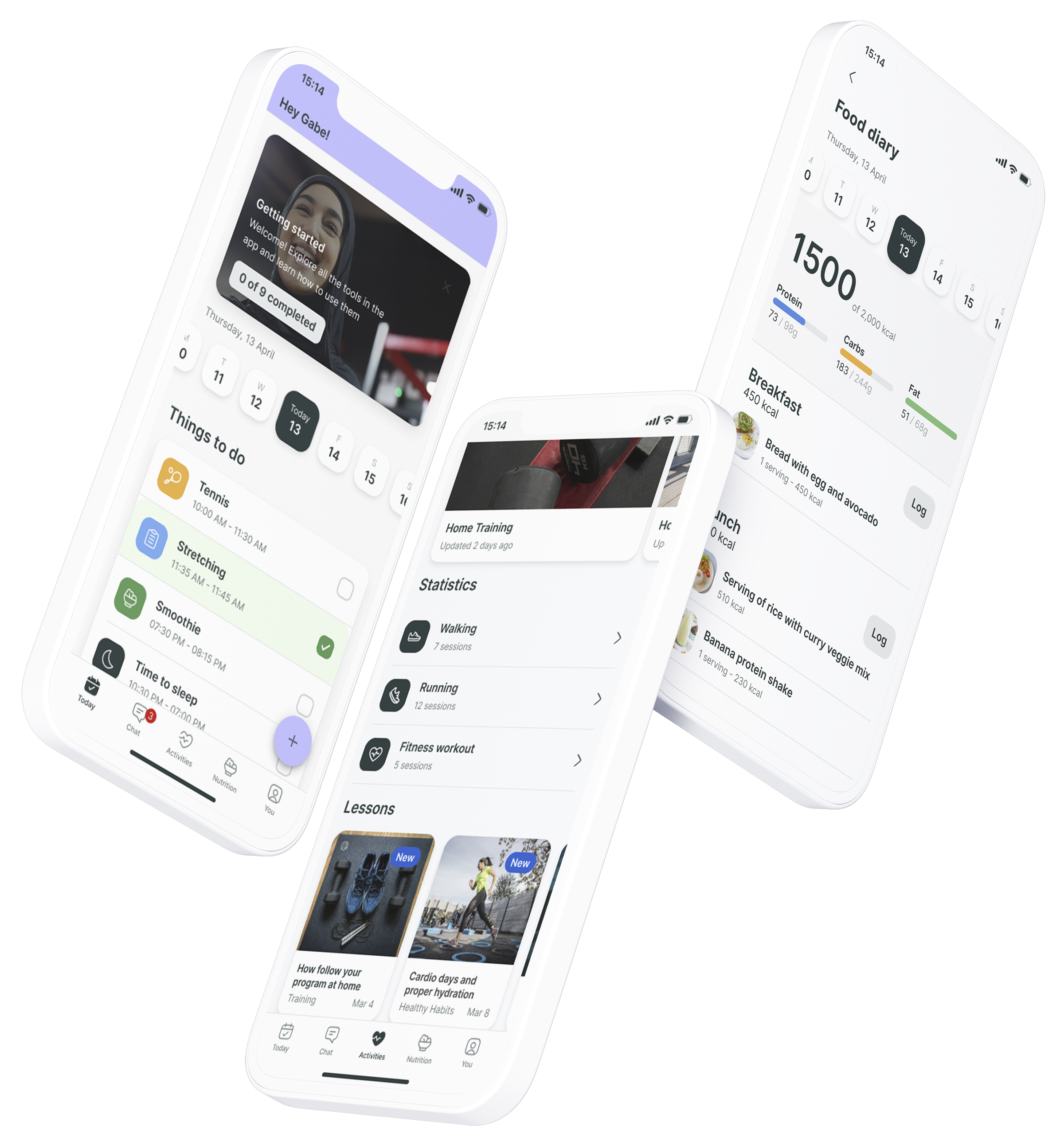 A mockup of the coaching app showcasing the features.